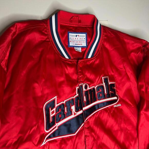 90s Vintage 1999 St. Louis Cardinals Logo Athletic Satin Jacket XL Red MLB - Picture 5 of 9